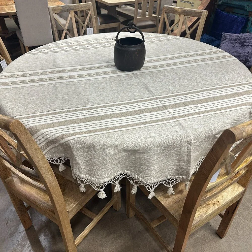 75'' Round Tablecloth from Oaxaca Mexico made with 100 % Handloom cotton fabric.